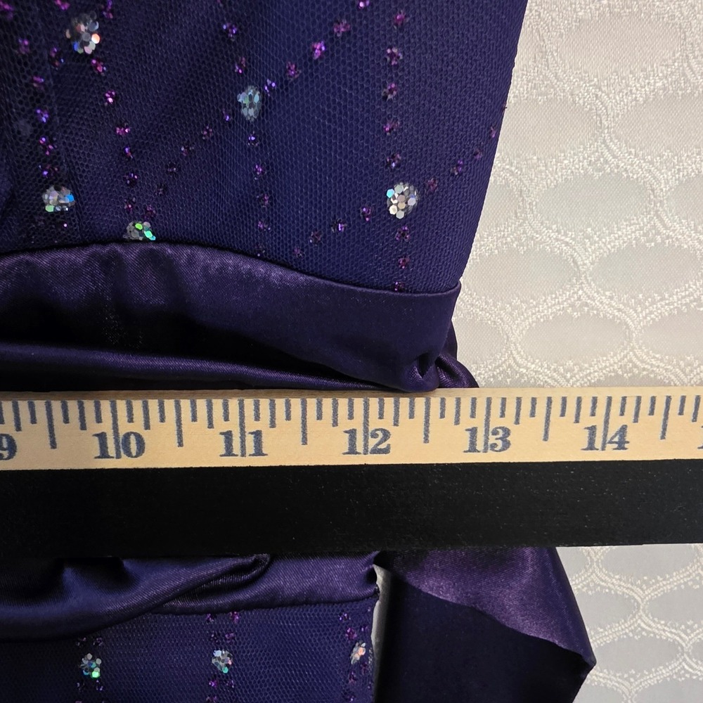B. Darlin Purple Sequin Mesh Cocktail Dress Party Bow Size 7/8 Homecoming - Picture 7 of 11